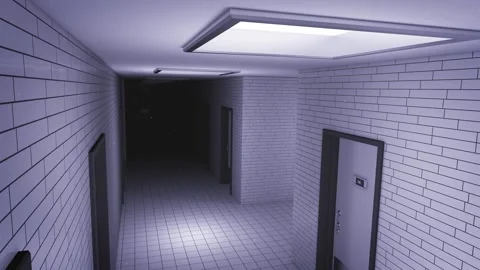 Top View of Lights Activating in an Empty Experimental Laboratory Corridor. Stock Footage 310864527