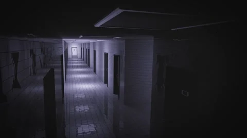Top view of Lights Activating in an Empty Experimental Laboratory Corridor. Stock Footage 310864528