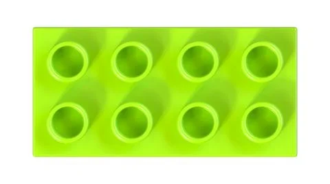 Top View of a Lime Green Plastic Lego Brick Isolated on a White Background Stock Illustration