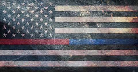 Top view of Line First Responder flag, red and blue line. Police and Firefigh Stock Illustration