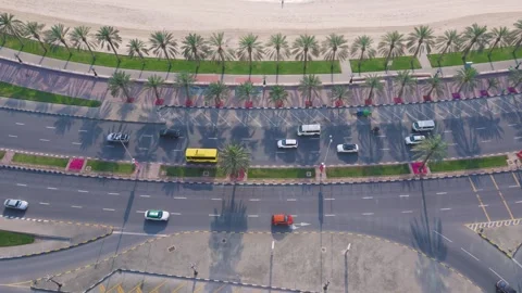 Top View of Lite Traffic beside Lake Video stock 267087256