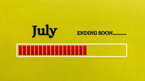 Top view of loading bar showing the end of July month with yellow paper Stock Illustration
