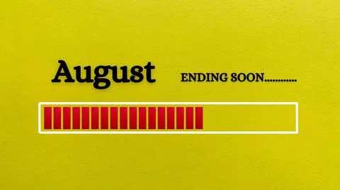 Top view of loading bar showing the end of August month with yellow paper Stock Illustration