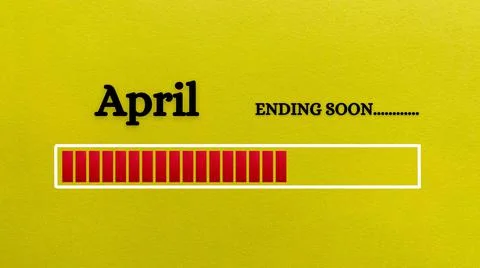 Top view of loading bar showing the end of April month with yellow paper Stock Illustration