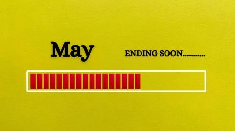 Top view of loading bar showing the end of May month with yellow paper Stock Illustration