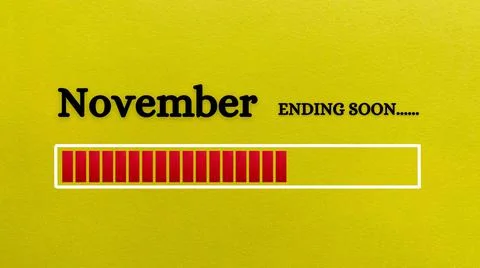 Top view of loading bar showing the end of November month with yellow paper Stock Illustration