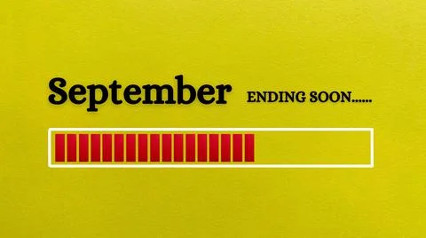 Top view of loading bar showing the end of September month with yellow paper Stock Illustration
