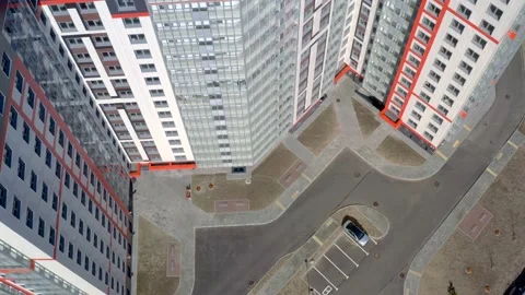 Top view of the local area, parking for cars 스톡 동영상 153600424