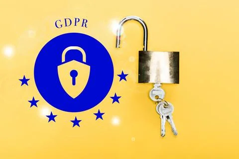 Top view locker keys gdpr 스톡 사진