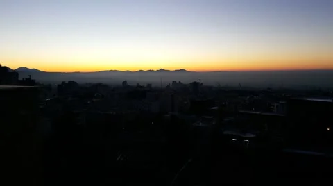 Top view long shot of Tehran the capital city of Iran before sunrise - mountains Stock Footage 58949838