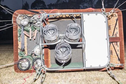 Top view looking directly down into a hot air balloon basket Stock Photos