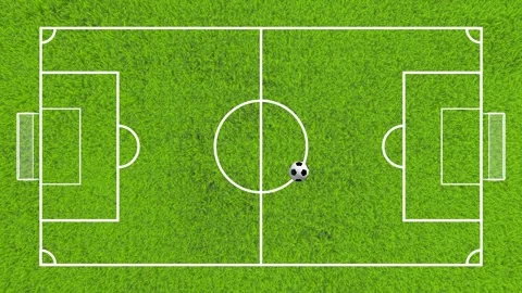 Top View Loop of Soccer Ball Rolling Along Center Circle on Green Football .. Stock-Footage 335872502