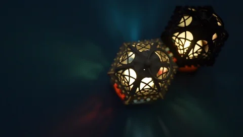 Top view low light static footage of Moroccan lantern. Stock Footage 107591417