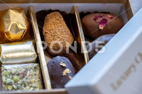 Top-View of Luxury Chocolate Box with Multiple Varieties in Stunning ...