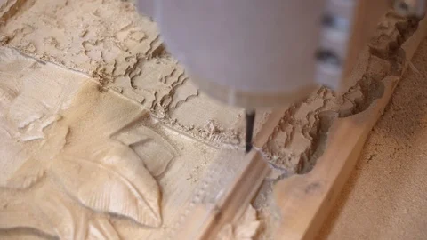 Top view macro shot of nozzle milling cutting wood machine 스톡 동영상 107941042