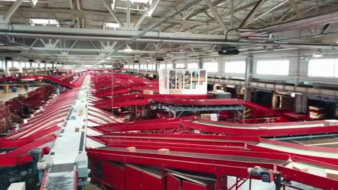 Top view of mail delivery sorting line Stock-Footage 146609271