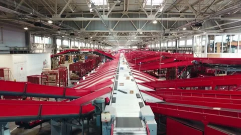 Top view of mail delivery sorting line Stock Footage 151043317