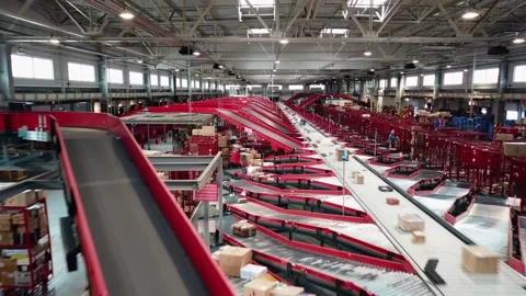 Top view of mail delivery sorting line 스톡 동영상 151043570