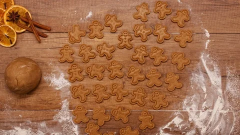 Top view of making gingerbread cookies - stop motion animation Stock-Footage 86867864