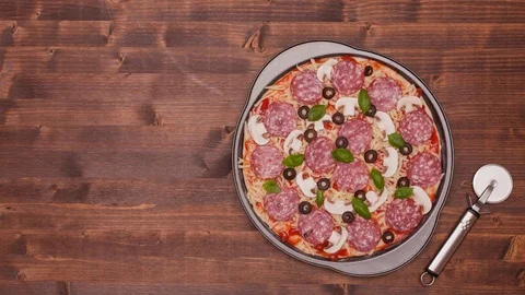 Top view of making a pizza - stop motion animation, 4k Video stock 73226054