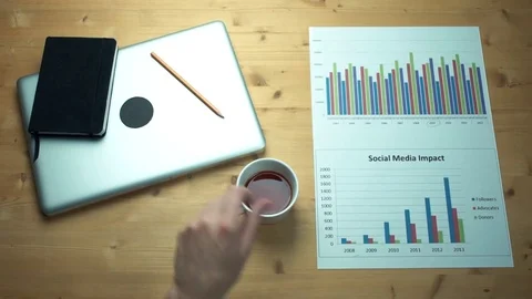 Top view male hands working with printed graphs making notes with marker Stock Footage 82902998