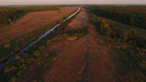 Top view of the man-made water channel Stock Footage 75456033
