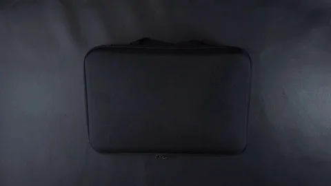 Top View of Man Put the Bag on Table Stock Footage 72238259