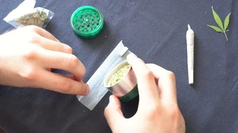 Broll Footage Of Weed Grinder Marihuana Joint And Marihuana High