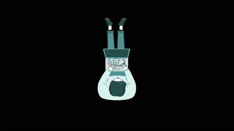 Top view man seated using laptop Stock Footage 202285053