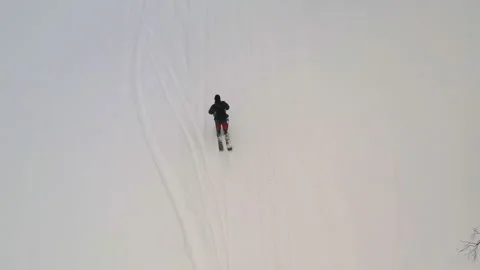 Top view of a man skiing in a winter forest. Stock-Footage 131302463