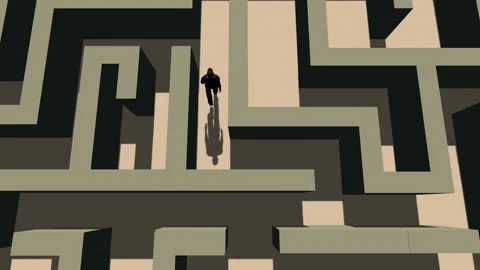 Top View of a Man Walking Through a Maze Stock Footage 106556994