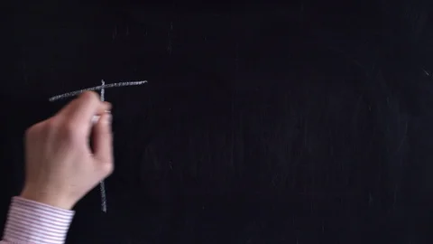 Top view a man's hand writes thank you in chalk on a blackboard. Stock Footage 127829961