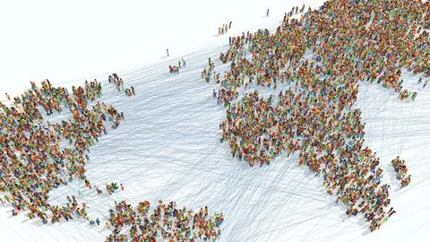 Top view of many different connected people - 3d illustration Stock Illustration