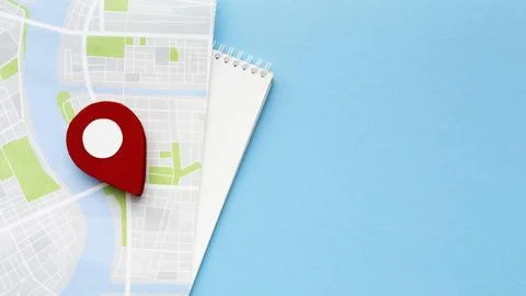 Top view map blue background. Resolution and high quality beautiful photo Stock Photos