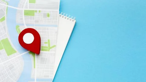 Top view map blue background Stock Photos