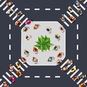 The top view is a map of the city district module block with town infrastructure 스톡 일러스트