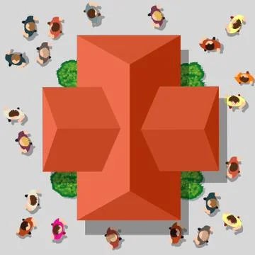 The top view is a map of 스톡 일러스트