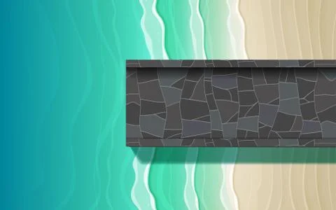 Top view marble bridge on the beach in day time Stock Illustration