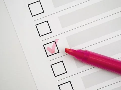 Top view marked checking box. High quality and resolution beautiful photo c.. Stock Photos