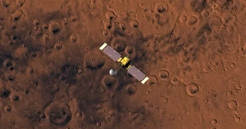 Top view of Mars Global Surveyor in orbit above Aeolis Region. 動画素材 72002815