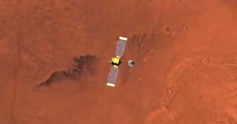 Top view of Mars Global Surveyor in orbit above Diacria Region  Stock-Footage 72069034