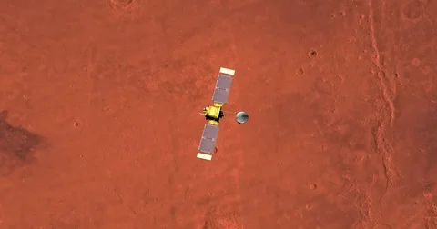 Top view of Mars Global Surveyor in orbit above Cebrenia Region  Stock Footage 72070428