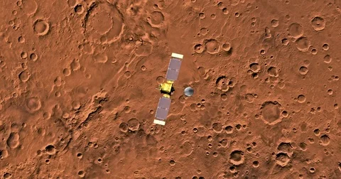 Top view of Mars Global Surveyor in orbit above Eridania Region  Stock Footage 72070963