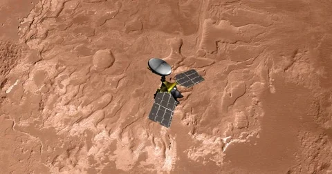 Top view of Mars Reconnaissance Orbiter above Mars' Eberswalde Crater. Stock-Footage 62826384