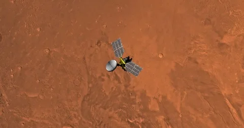 Top view of Mars Reconnaissance Orbiter in orbit above Amazonis Region. Vídeos de archivo 71928005