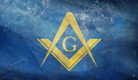 Top view of masonic flag, no flagpole. Plane design layout. Flag background. Stock Illustration