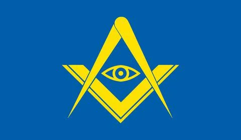 Top view of masonic flag, no flagpole. Plane design layout. Flag background. Stock Illustration