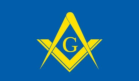 Top view of masonic flag, no flagpole. Plane design layout. Flag background. Stock Illustration