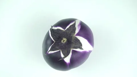 Top View of Mature Eggplant Cup with Star-Shaped Stipule. Stock Footage 340609372