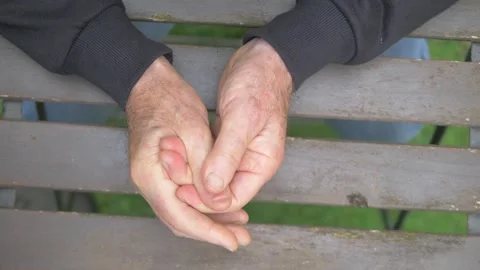 Top view mature man hands massaging each other for pain Stock Footage 334775959